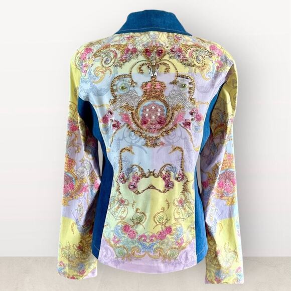 NICE Istanbul Bejeweled Embellished "Denim" Blazer Jacket Size XL NWT - Picture 1 of 15